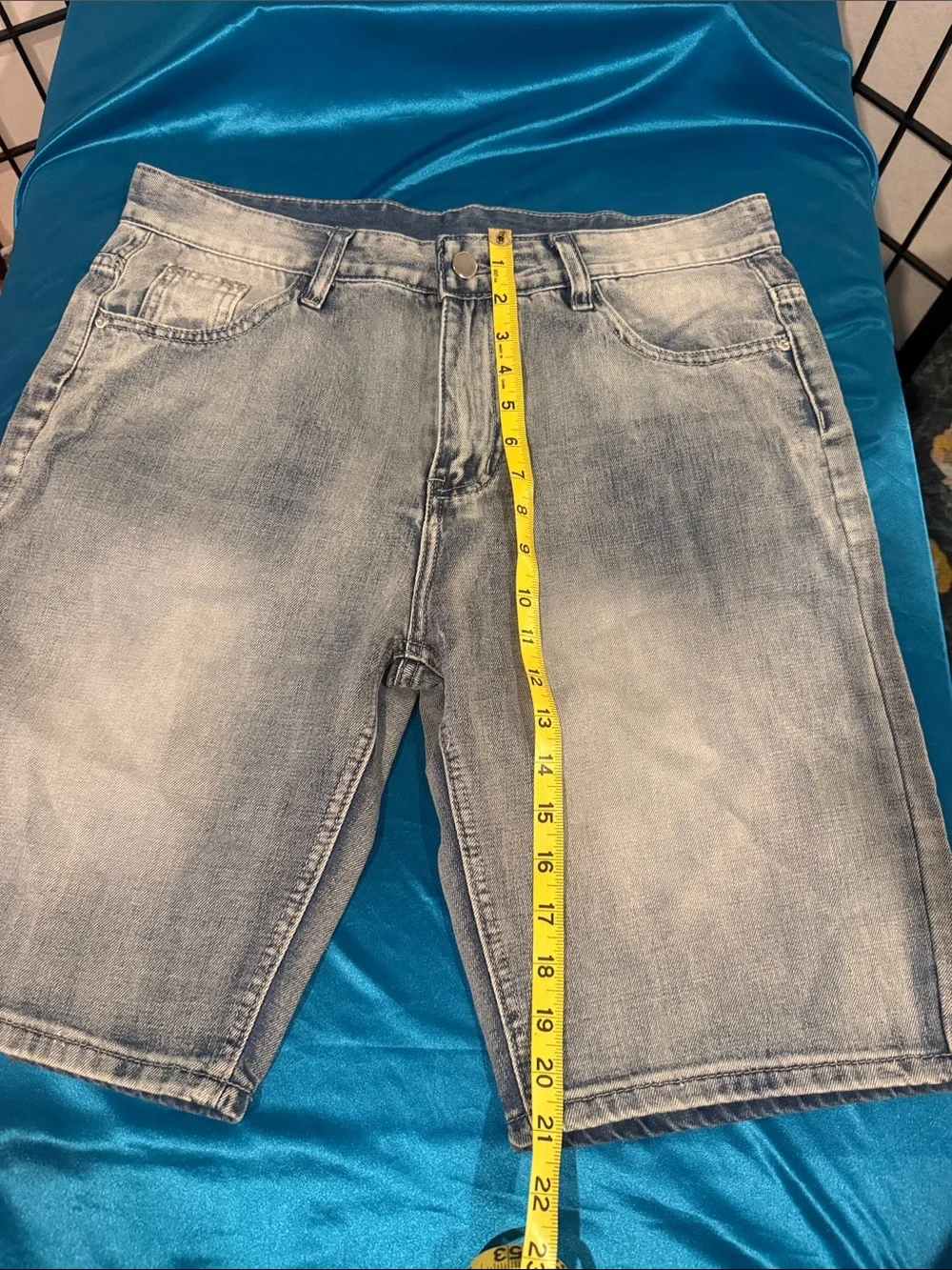 Light Blue Washed Denim Jean Shorts for Men